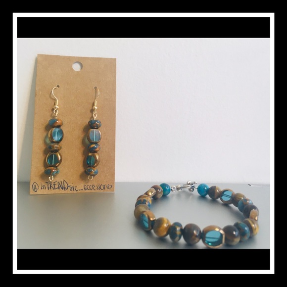 intrendsicaccessories Jewelry - Brown Sugar Earrings and Bracelet Handmade Set